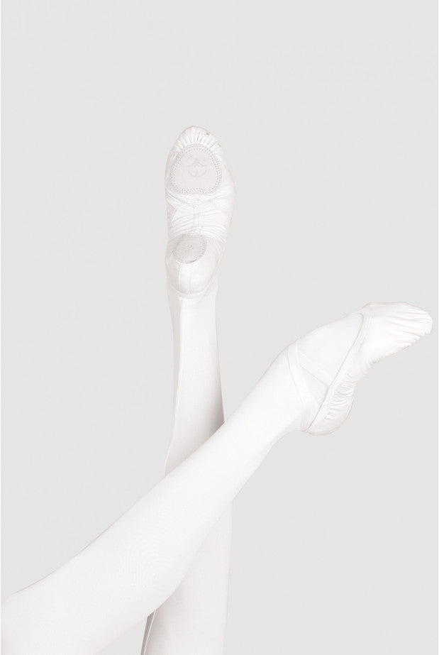 Wear Moi Con Pluton White Split-sole Premium Stretch Leather Ballet Shoe.