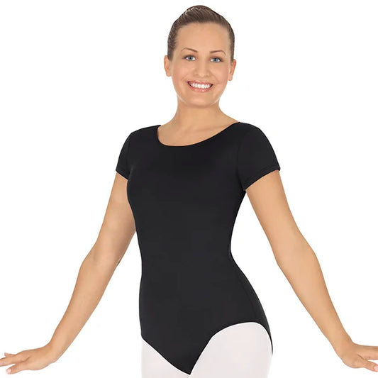 Eurotard 10475p Womens Cotton Lycra Plus Size Short Sleeve Leotard