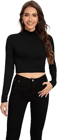 Long Sleeve Mock Neck Crop Top