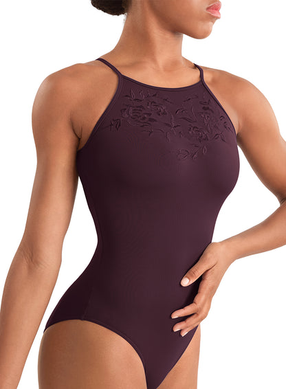 Mirella M40006LM Adult Halter Leotard with Floral Detail