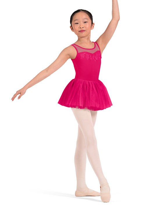 Mirella M50011C Child Floral Tutu Leotard with Mesh Back