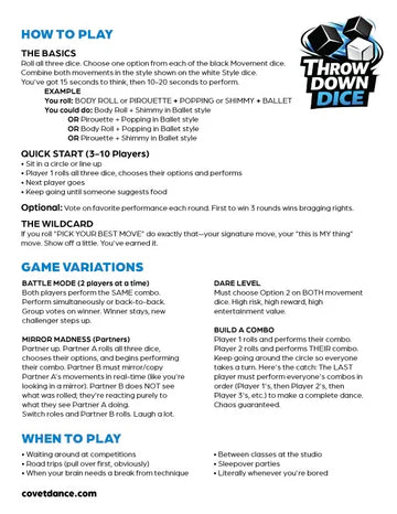 Covet Dance Throw Down Dice TDD