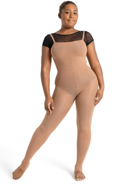 Capezio 1819W Stirrup Bodytights with Clear Adjustable Straps