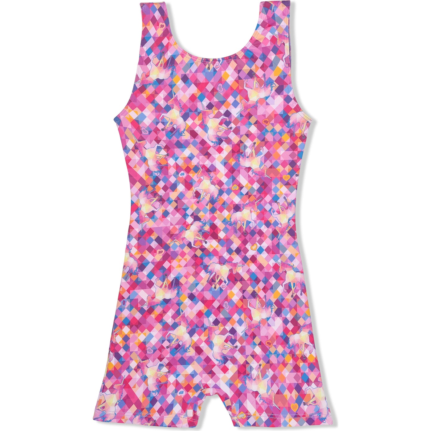 Girl Power Child Mosaic Unicorn Biketard