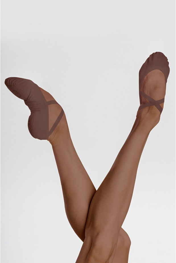 WearMoi Con Vesta Walnut Split-sole Stretch Canvas Ballet Shoe